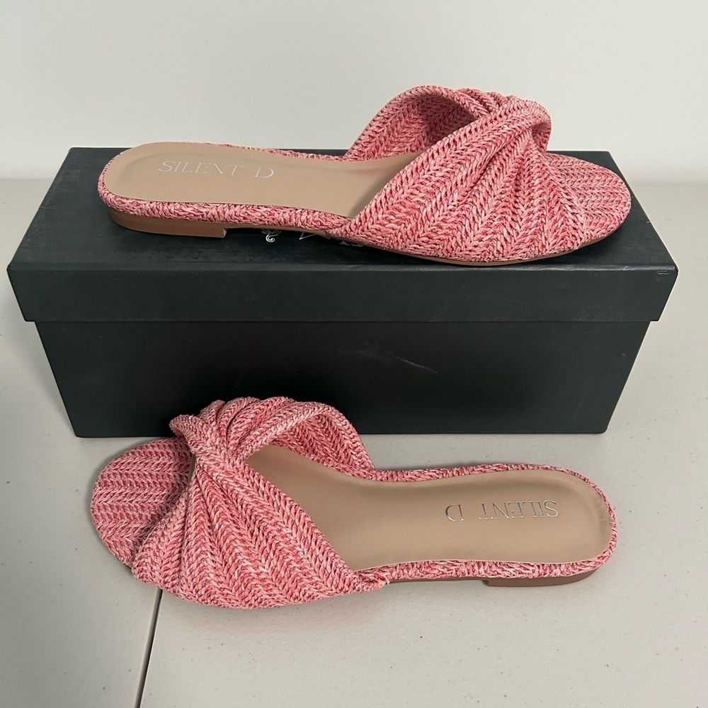 Silent D Anthropologie Bidro Pink Raffia Sandals Women’s 37 6.5